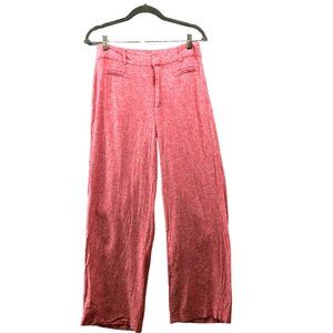 Linea Donna Linen Blend Pants Womens S Pink Mid Rise Wide Leg Trouser 28'' Waist
